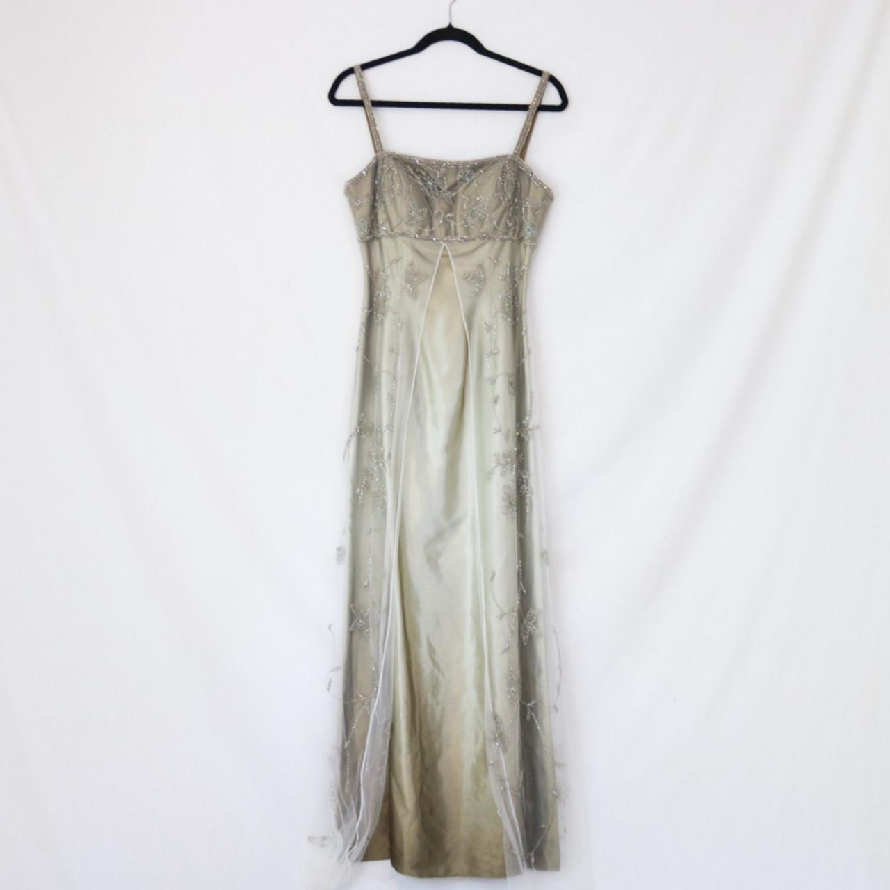 ✨Robe empire vintage champagne doré, taille haute, longue en tulle, robe de soirée formelle, nv4992