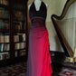 Burgundy retro gradient fashion elegant exquisite beaded sling long chiffon ball gown, evening dress, party dress nv3717