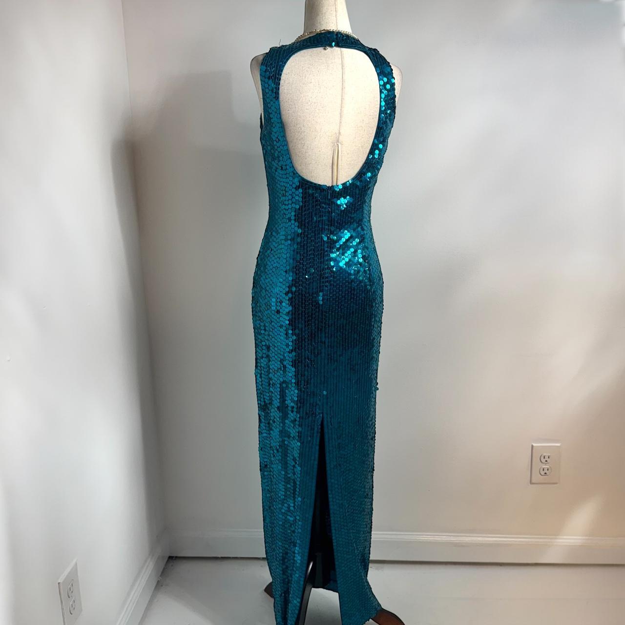 Blue fashion backless long sequin prom dress birthday party dress nv5333