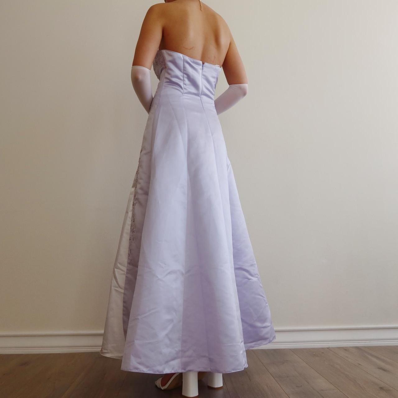 Robe de soirée longue en satin et tulle, tenue de bal élégante et raffinée, style vintage, violet clair, motif floral, perles, pour anniversaire, nv4001