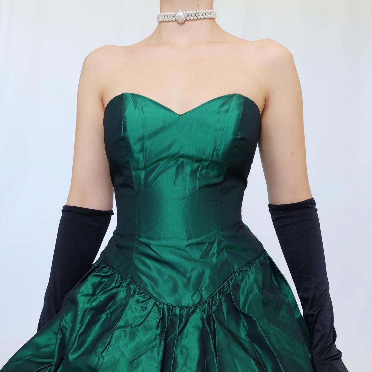 NiceVestidos-Dark green simple fashion retro long satin dress evening dress Nv5634