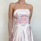 NiceVestidos--Light pink floral long satin vintage gown fairy dress ball gown evening dress NV5726