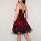 Red floral short chiffon homecoming dress birthday party dress nv4975