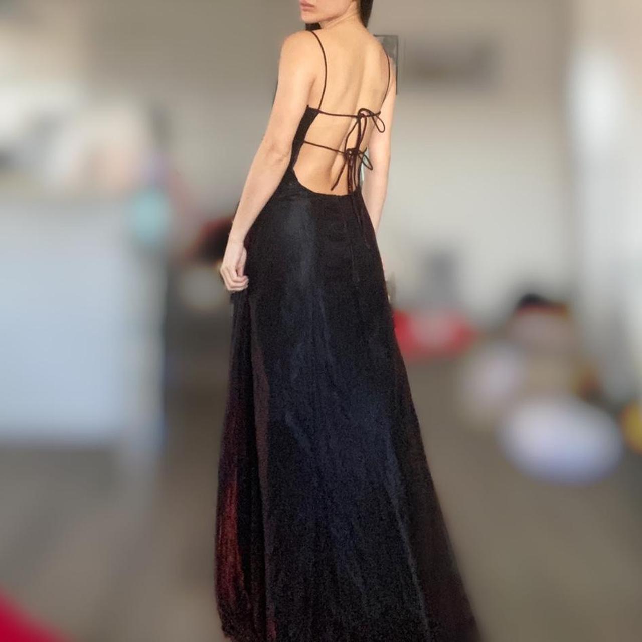 Robe de soirée longue en tulle et dentelle, rouge, noir, brillante, élégante, délicate, perles de strass, rétro, élégante, robe de bal, robe de soirée, nv3808
