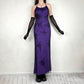 Vintage Purple Black Gothic Vampire Beaded Floral Long Formal Dress Prom Gown Chiffon nv5402