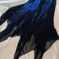 Navy blue shiny spaghetti strap long chiffon prom dress homecoming dress birthday party dress nv5388
