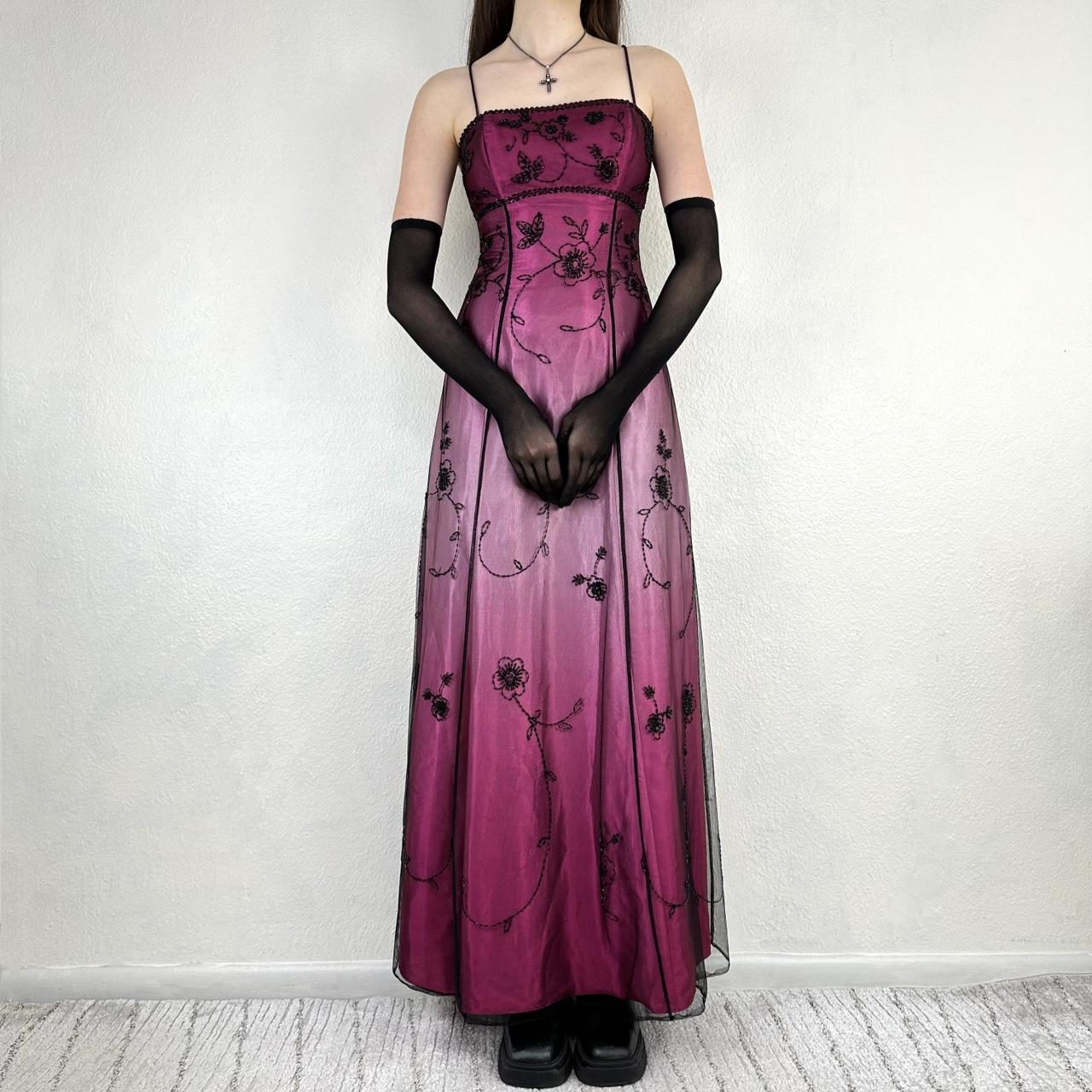 Robe de soirée courte en mousseline de soie rose rétro à imprimé floral exquis nv5421