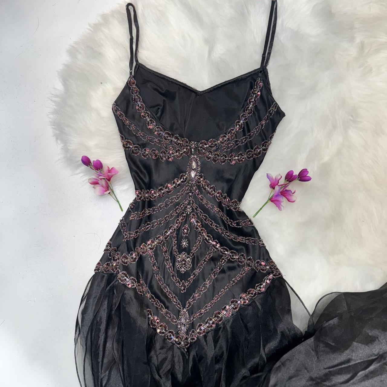 Black exquisite beaded long chiffon prom dress nv5329