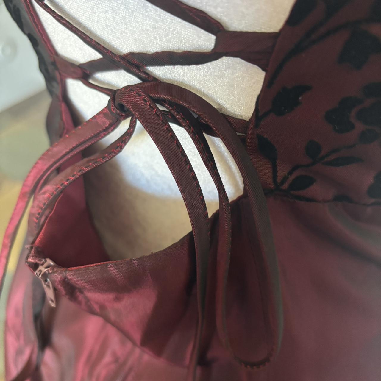 NiceVestidos-Burgundy Red Floral Dress Vintage Dress Women's Exquisite Long Ball Gown NV5643