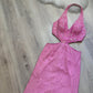 NiceVestidos-Pink shiny beautiful charming backless long satin chiffon prom dress formal gown nv5445