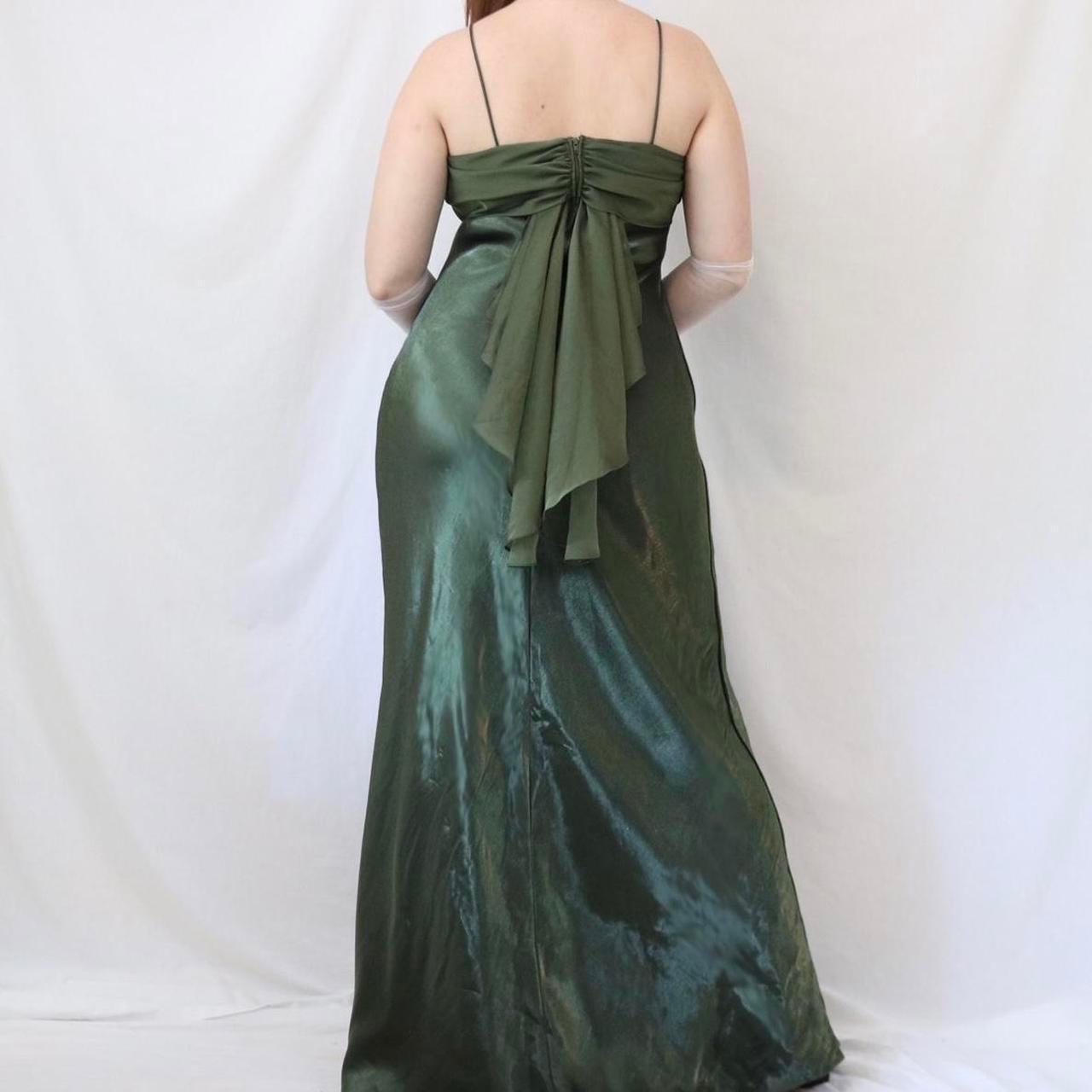 Vintage Green Long Satin Formal Prom Dress Evening Party Dress nv4985