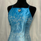 Blue Vintage Fashion Gradient Floral Beading Elegant Long Satin Party Dress Evening Gown Prom Dress nv4600