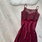 NiceVestidos--Burgundy floral long satin prom dress NV5732