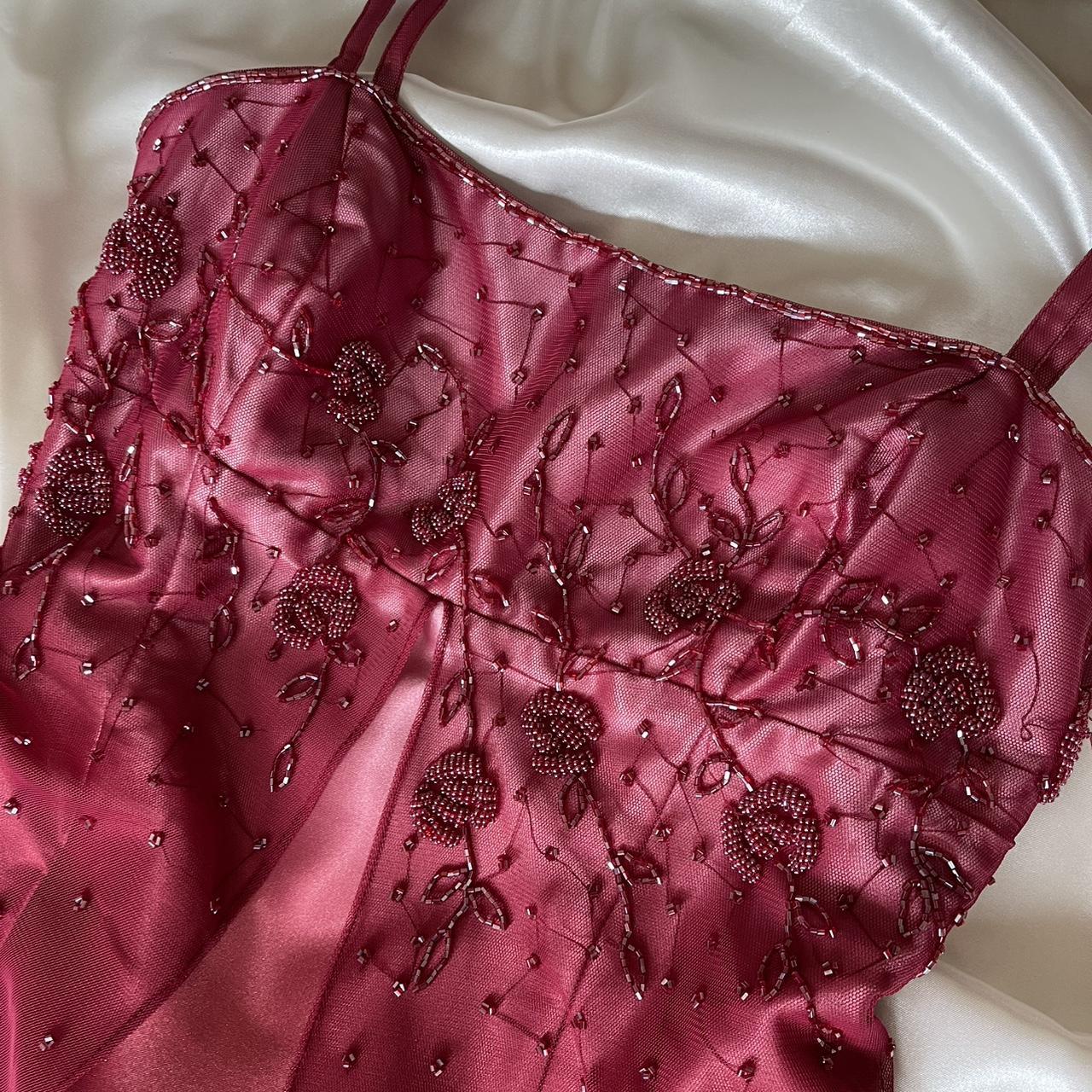 The most stunning exquisite beaded y2k red ombre long chiffon dress nv5377