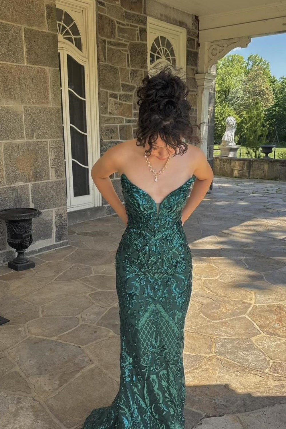 Robe de bal de fin d'année verte pour femme nv5339