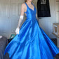 Blue Elegant Long Backless Satin Ball Gown Evening Dress Party Dress nv4215