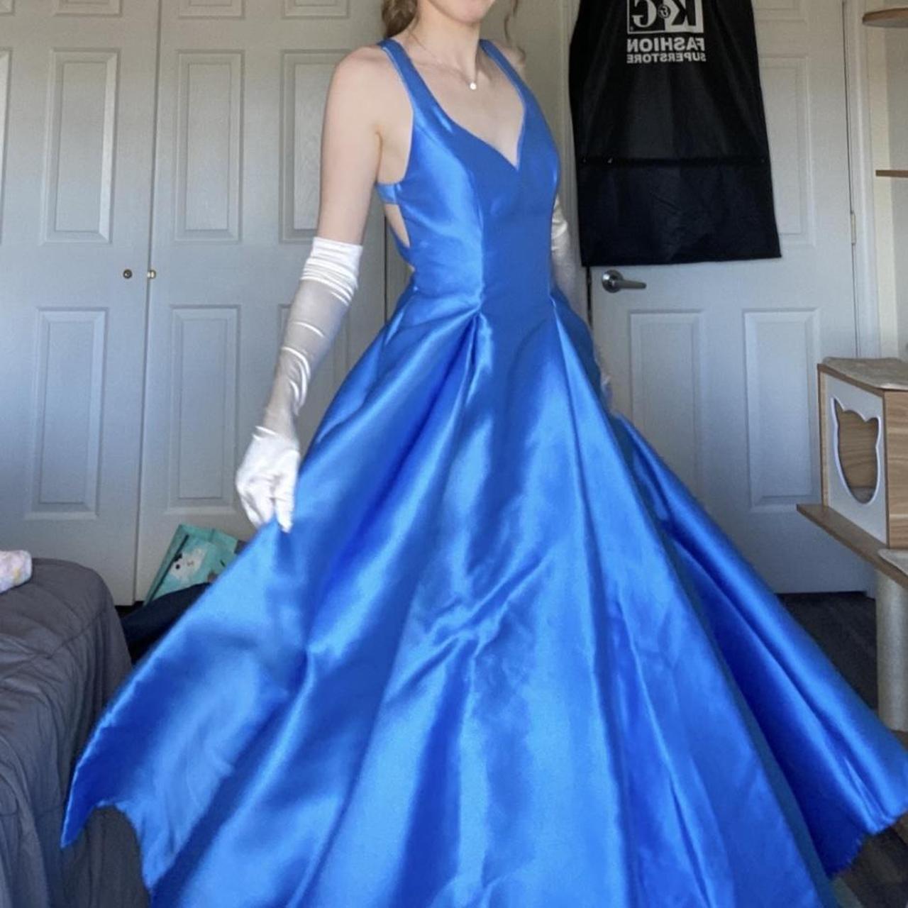Blue Elegant Long Backless Satin Ball Gown Evening Dress Party Dress nv4215