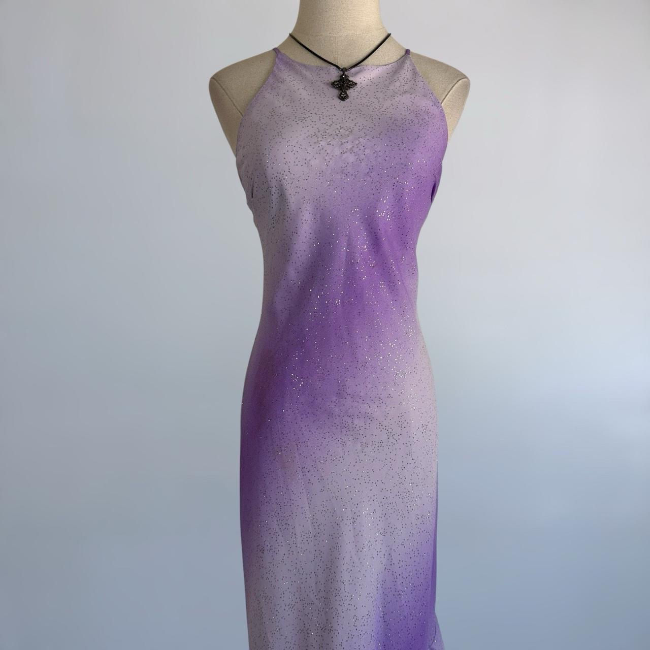 NiceVestidos-Purple-Gray Gradient Sequin Halter Sleeveless Floor-Length Asymmetric Mermaid Gown NV6179