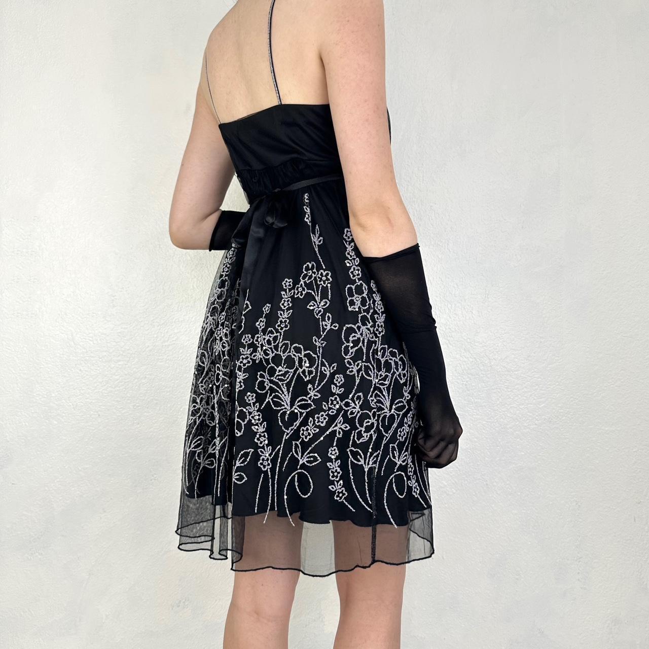 Vintage black and white exquisite beaded mid-length chiffon homecoming dress prom dress birthday party dress nv5405