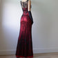 Red Black Vintage Fashion Delicate Floral Beaded Lace Long Tulle Satin Ball Gown Birthday Party Dress Evening Dress Prom Dress nv3906