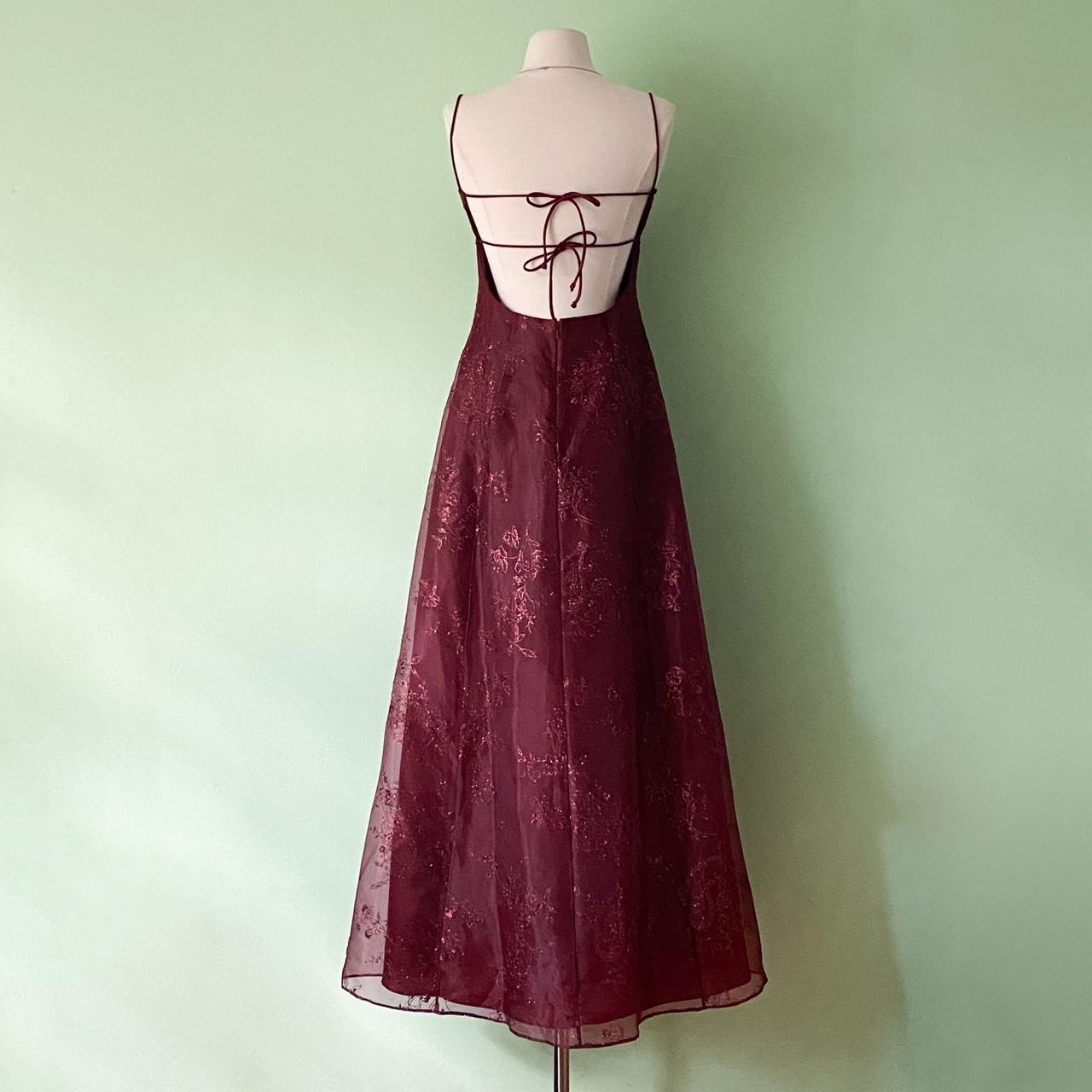 NiceVestidos-Burgundy Red Floral Dress Vintage Dress Women's Exquisite Long Tulle Ball Gown NV5646