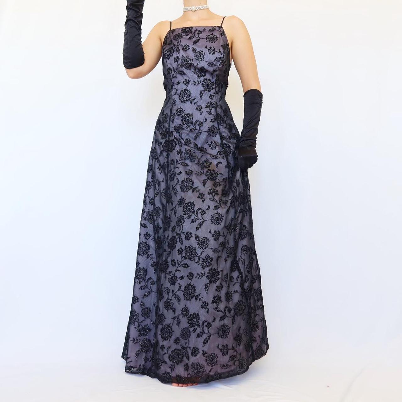 NiceVestidos-Purple exquisite floral vintage long tulle dress evening gown Nv5635