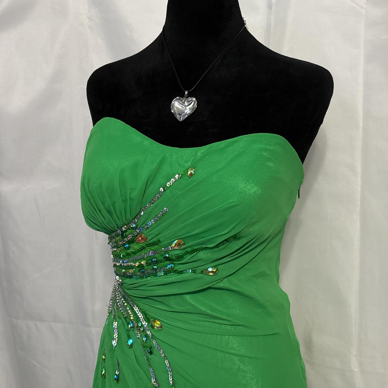 Robe de soirée longue en mousseline de soie, taille basse, à perles vertes, nv4603