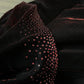 Robe de soirée longue en tulle et dentelle, rouge, noir, brillante, élégante, délicate, perles de strass, rétro, élégante, robe de bal, robe de soirée, nv3808
