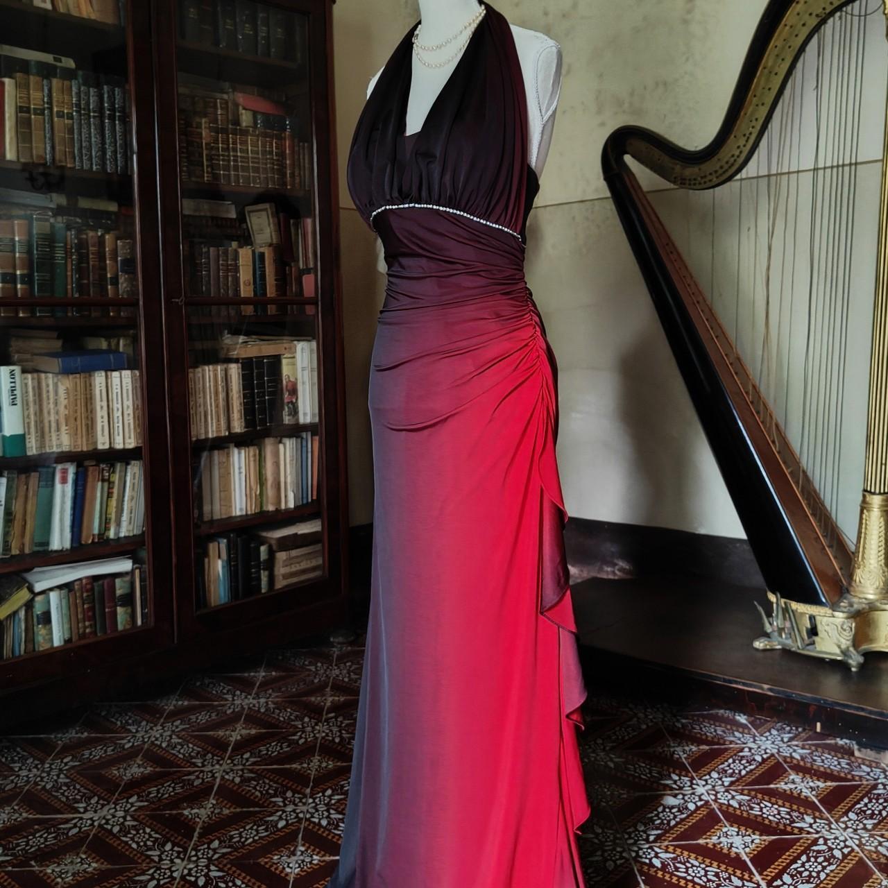 Burgundy retro gradient fashion elegant exquisite beaded sling long chiffon ball gown, evening dress, party dress nv3717