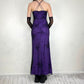 Vintage Purple Black Gothic Vampire Beaded Floral Long Formal Dress Prom Gown Chiffon nv5402