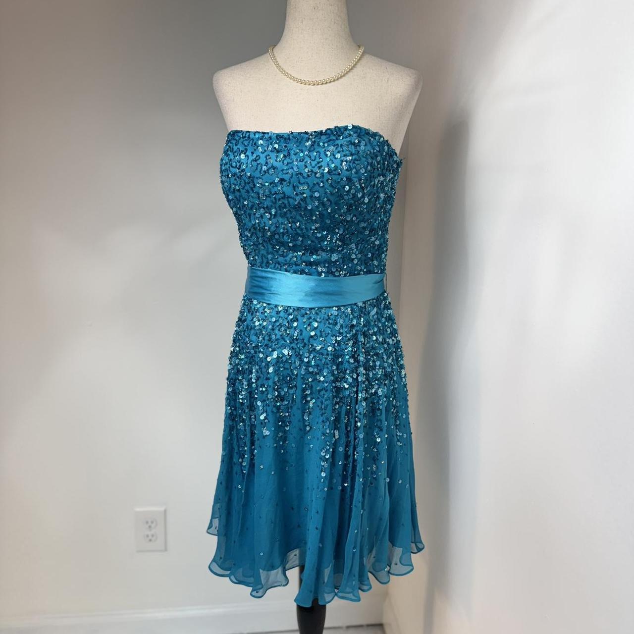 Blue exquisite beaded short chiffon homecoming dress birthday party dress nv5332