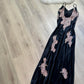 NiceVestidos-Black beautiful exquisite lace long satin formal prom dress nv5449