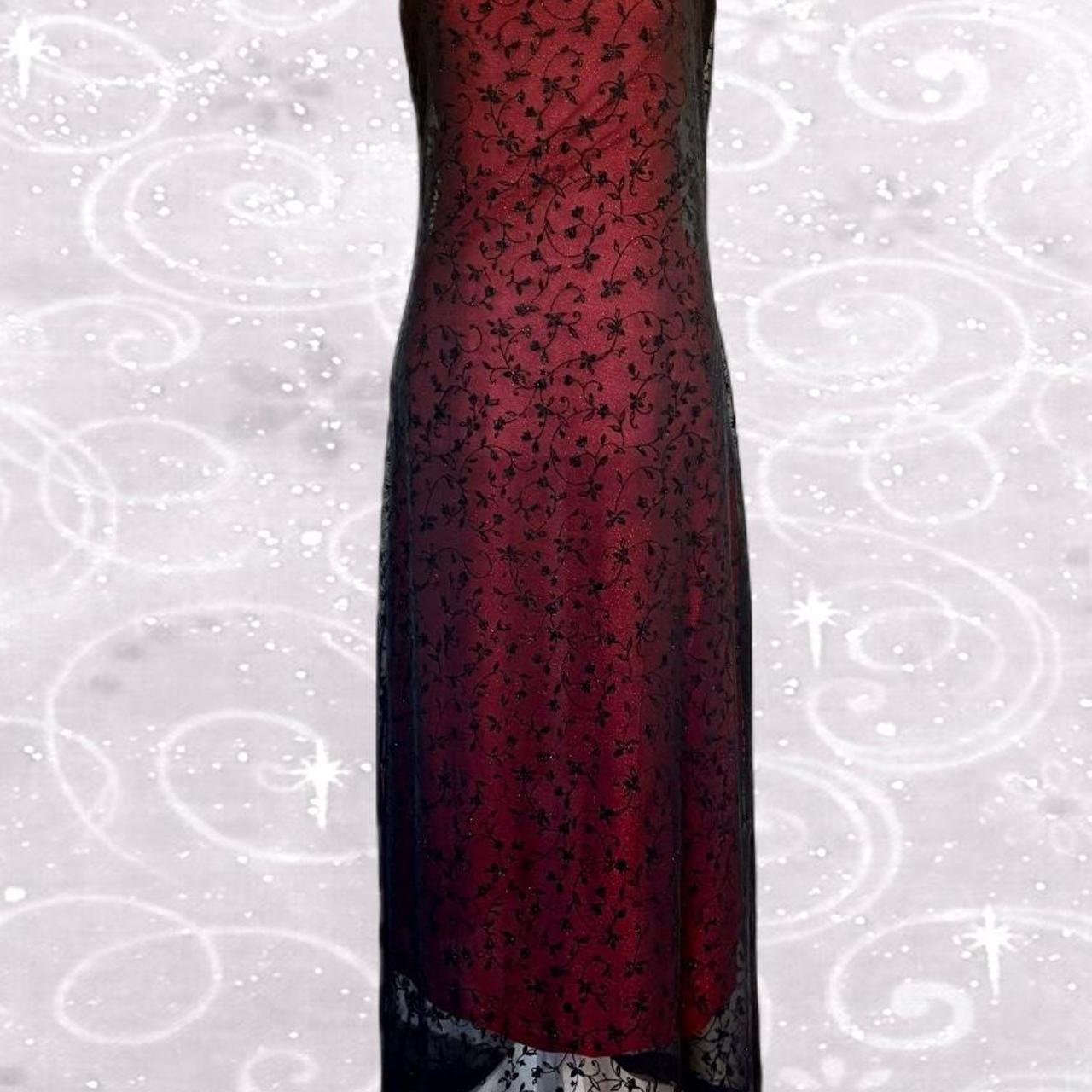 NiceVestidos-Burgundy Red Floral Dress Vintage Dress Women's Exquisite Long Tulle Ball Gown NV5645