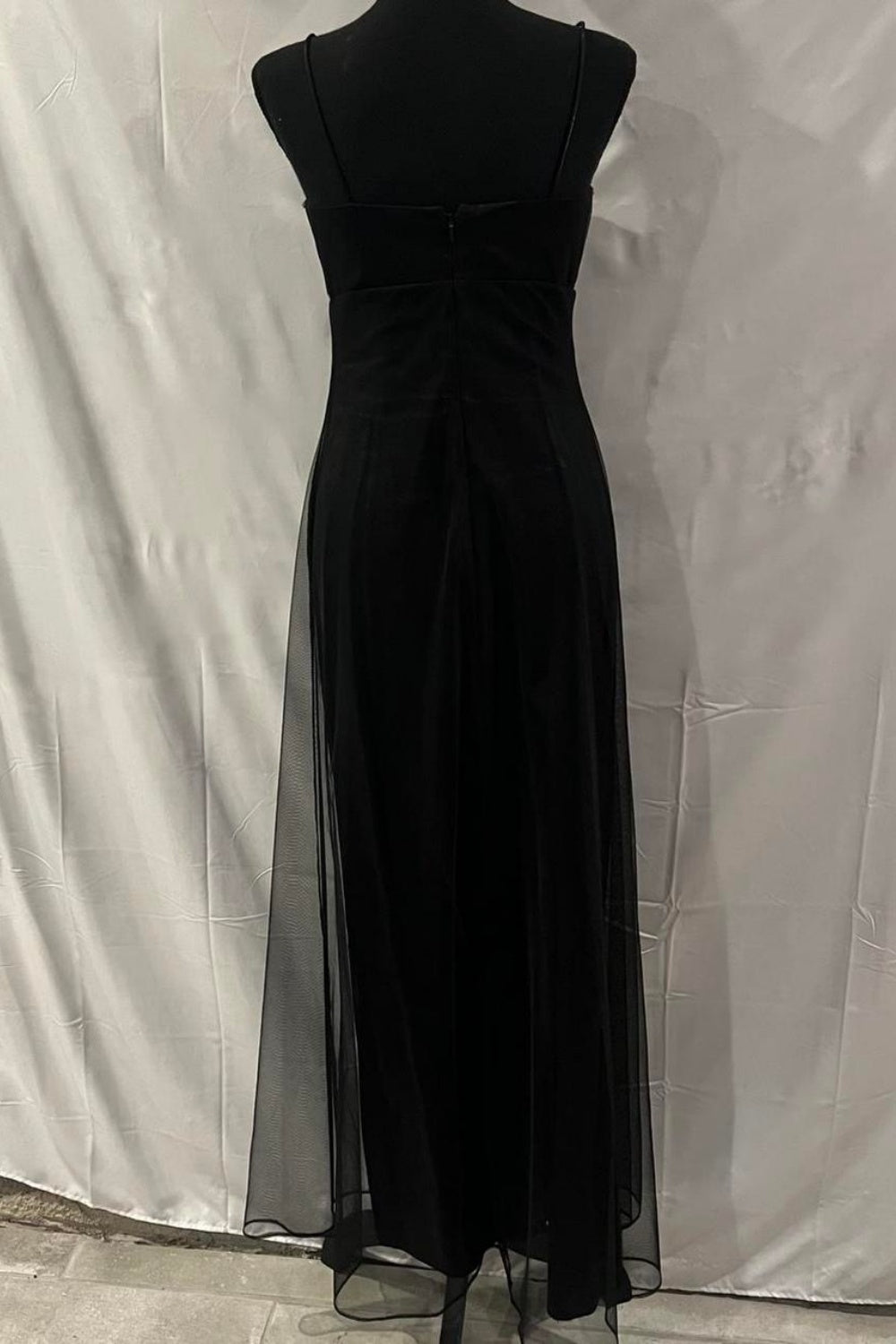 NiceVestidos--Black exquisite silver floral beaded long chiffon prom dress vintage dress NV5728