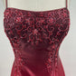 NiceVestidos-Burgundy Gradient Satin and Sequin Paneled Sleeveless Floor-Length Gown NV6177