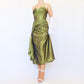 NiceVestidos-Green delicate floral applique vintage long satin gown evening dress Nv5633