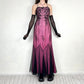 Vintage Black and Pink Gothic Vampire Beaded Floral Long Chiffon Formal Gown Prom Dress nv5401