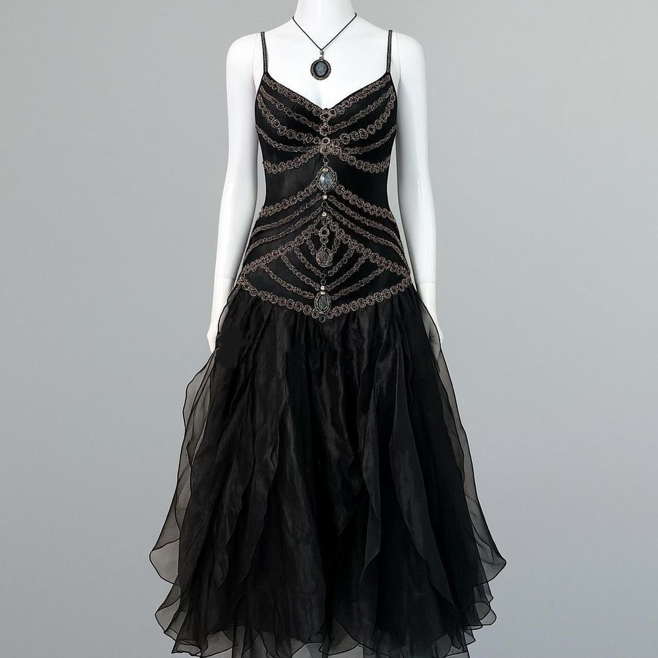 Black exquisite beaded long chiffon prom dress nv5329