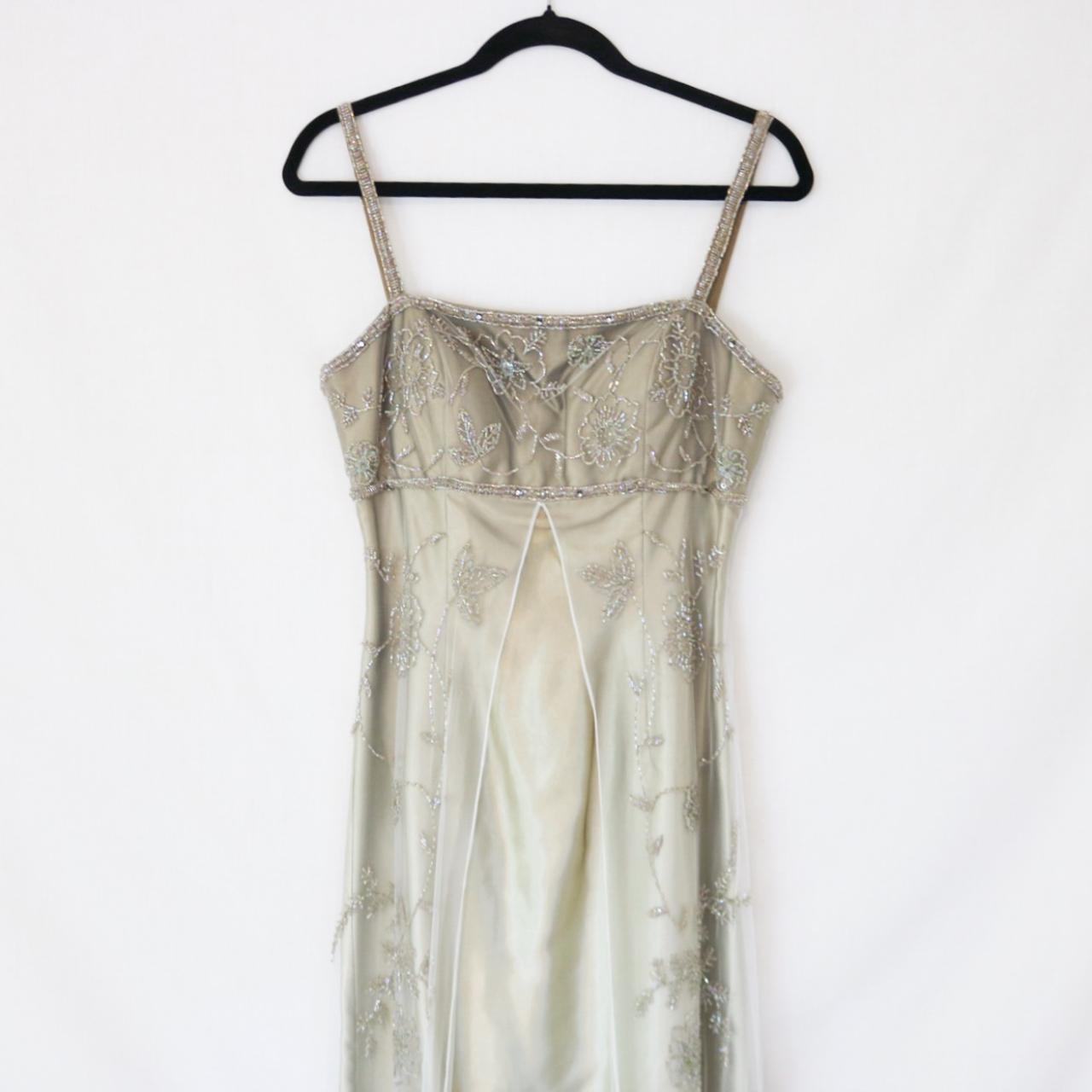 ✨Robe empire vintage champagne doré, taille haute, longue en tulle, robe de soirée formelle, nv4992