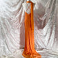 Orange exquisite beaded spaghetti strap long chiffon fairy dress prom dress nv5413
