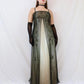 ✨ Empire Dress Vintage Green and Gold Floral Glitter Ombre Beaded High Waist Long Tulle Formal Prom Dress Evening Gown Party Dress nv4982