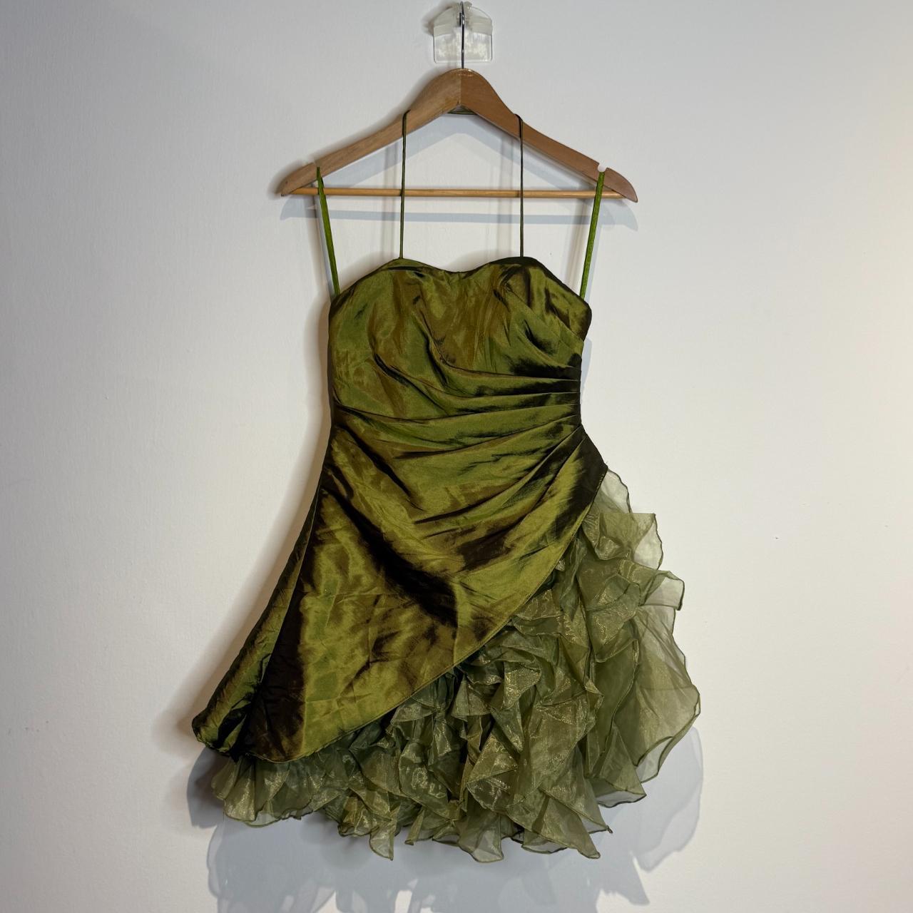 Grünes, modisches Homecoming-Kleid, kurz, Satin-Tüll, Geburtstagspartykleid, nv4616