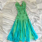 Blue Green Forest Moonlight Goddess Backless Mermaid Style Beading Elegant Long Chiffon Birthday Dress Prom Dress Party Dress Homecoming Dress nv4531
