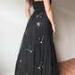 NiceVestidos-Black vintage floral long tulle evening gown Nv5640