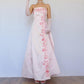 NiceVestidos-Fairy dress. Vintage dress, exquisite floral dress, pink vintage floral long satin dress Nv5631