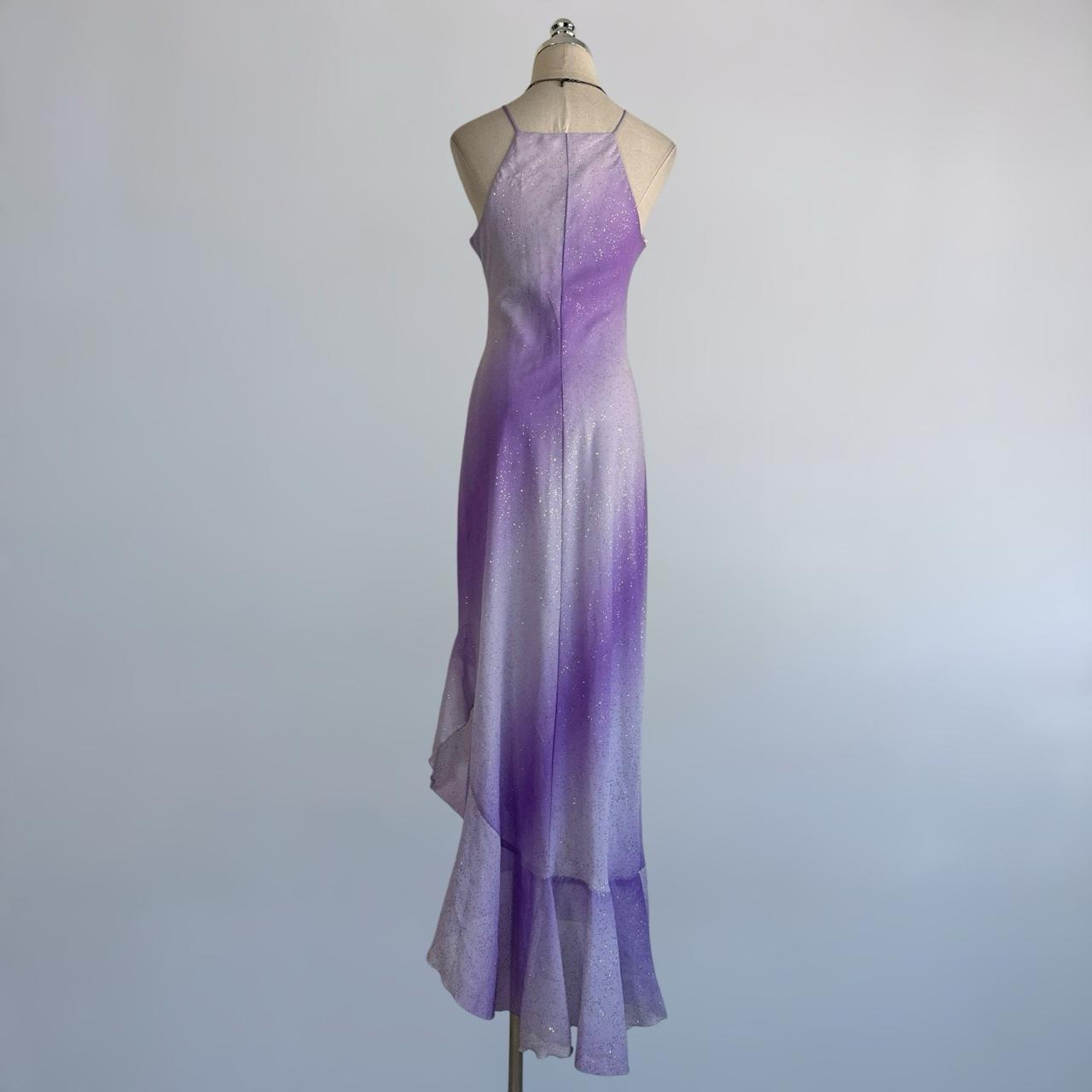 NiceVestidos-Purple-Gray Gradient Sequin Halter Sleeveless Floor-Length Asymmetric Mermaid Gown NV6179