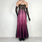 Vintage Black and Pink Gothic Vampire Beaded Floral Long Chiffon Formal Gown Prom Dress nv5401