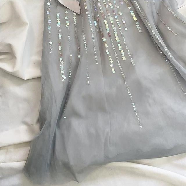 Silver Grey Beaded Sequins Elegant Short Birthday Dress Party Dress Homecoming Dress Cocktail Dress nv4535