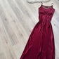 NiceVestidos--Burgundy floral long satin prom dress NV5732