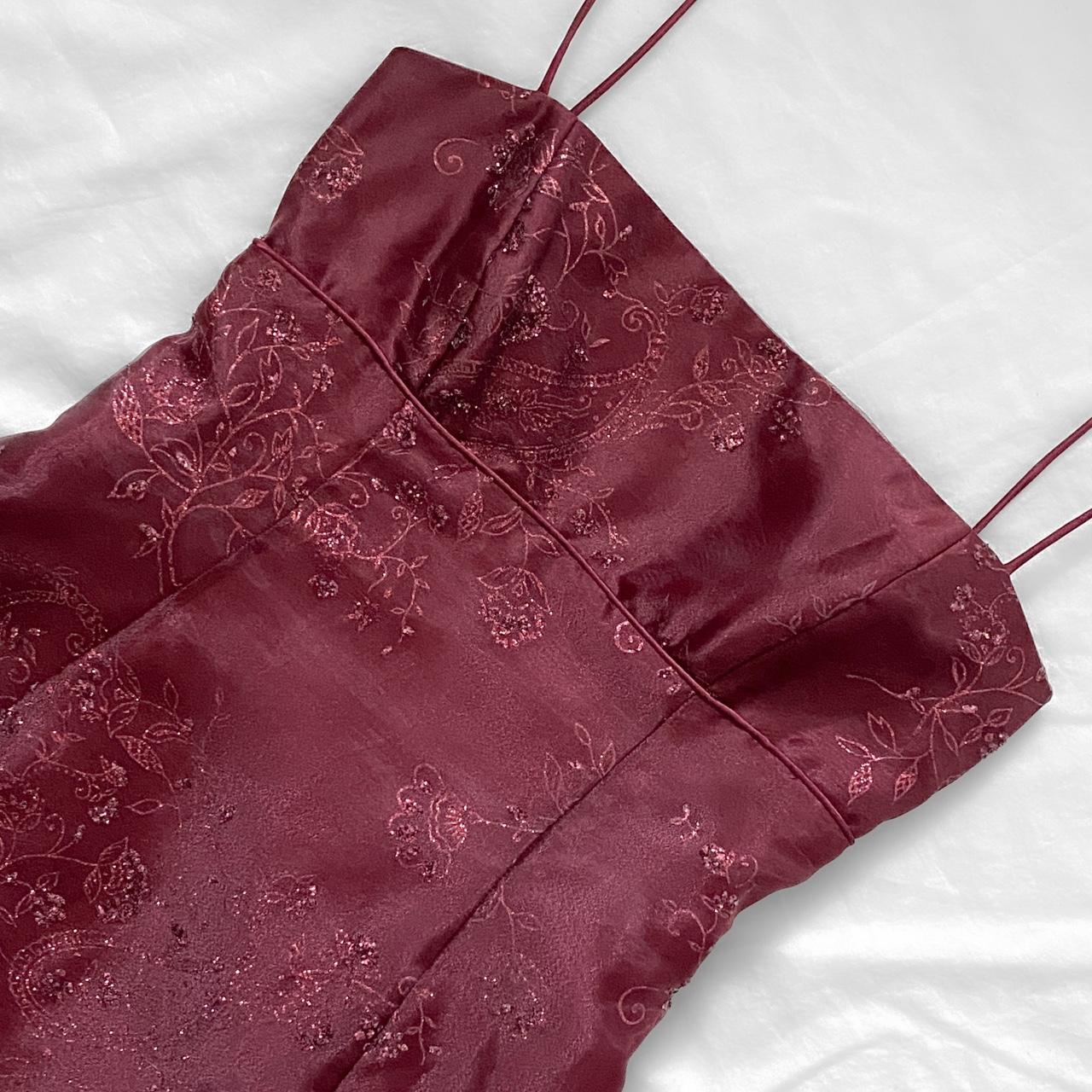 NiceVestidos-Burgundy Red Floral Dress Vintage Dress Women's Exquisite Long Tulle Ball Gown NV5646